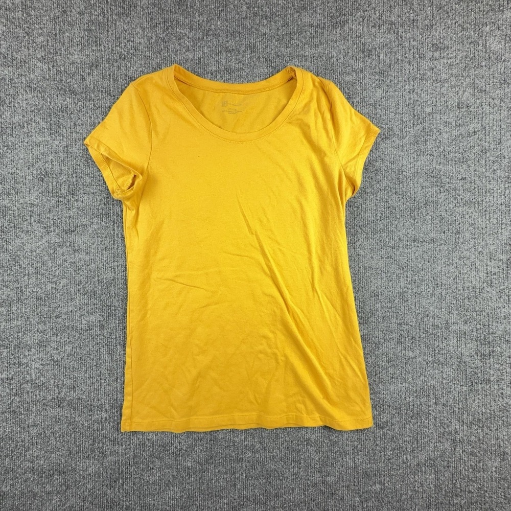 No Boundaries Shirt Girls L Yellow Scoop Neck Short Sleeve Tagless Basic Tee